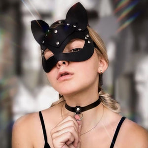 Women's Cat Leather Mask