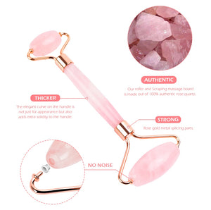 Rose Quartz Face Lifting Massager Set