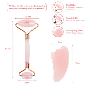 Rose Quartz Face Lifting Massager Set