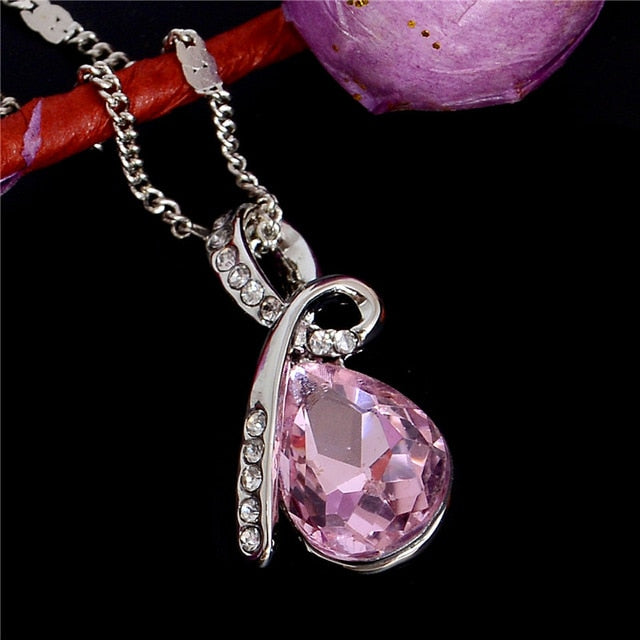 10 Colors Crystal Water Drop Necklaces