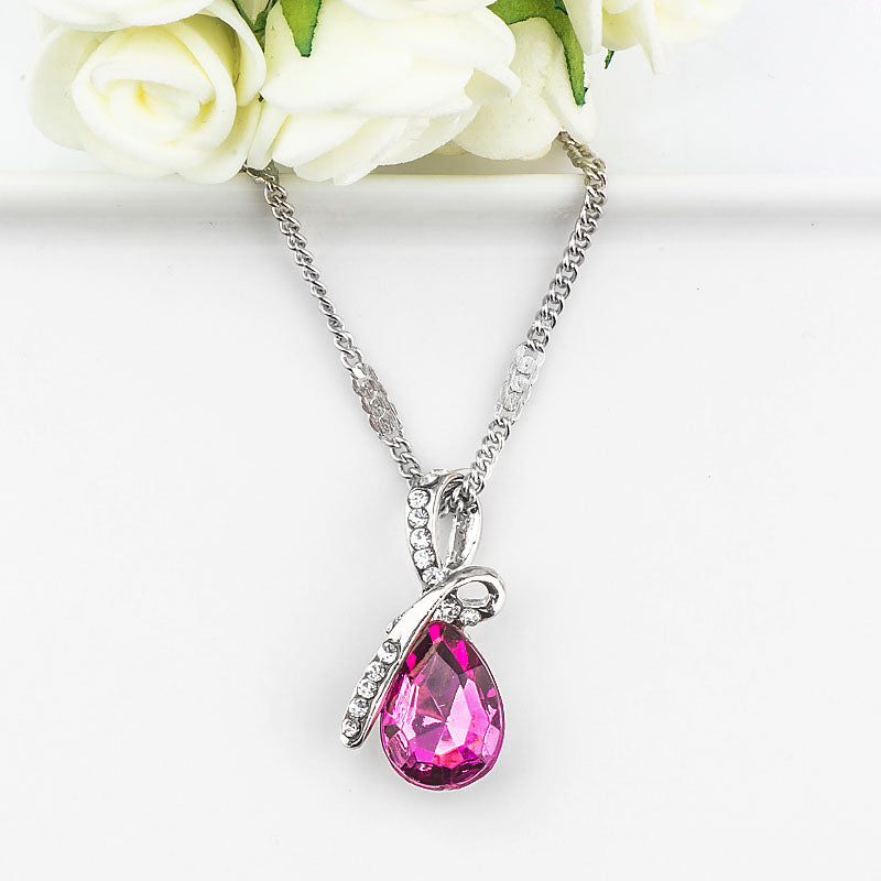 10 Colors Crystal Water Drop Necklaces