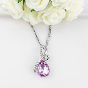 10 Colors Crystal Water Drop Necklaces