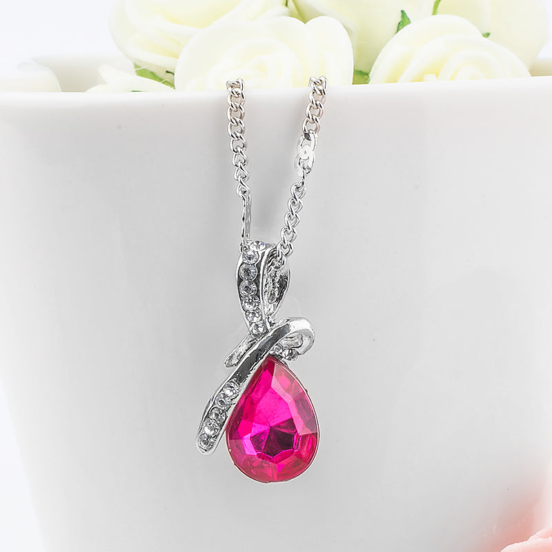 10 Colors Crystal Water Drop Necklaces