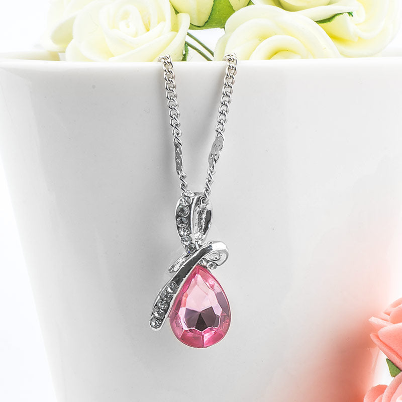 10 Colors Crystal Water Drop Necklaces