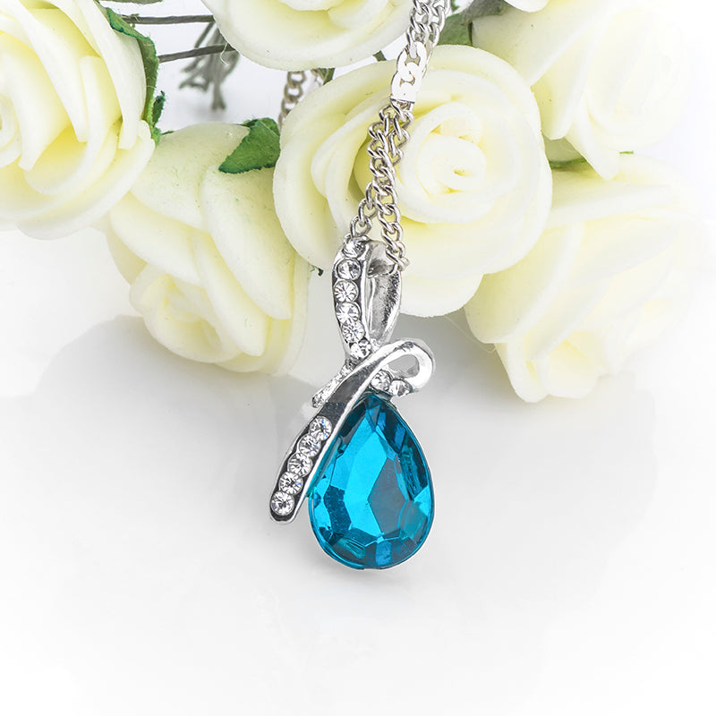 10 Colors Crystal Water Drop Necklaces