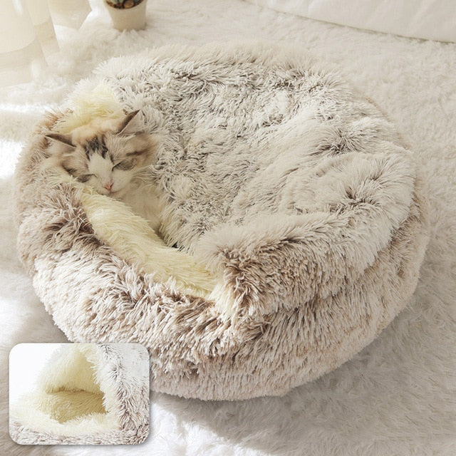 Dog Bed Round Plush Cat Warm Bed House Soft Sleeping Sofa