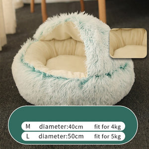 Dog Bed Round Plush Cat Warm Bed House Soft Sleeping Sofa