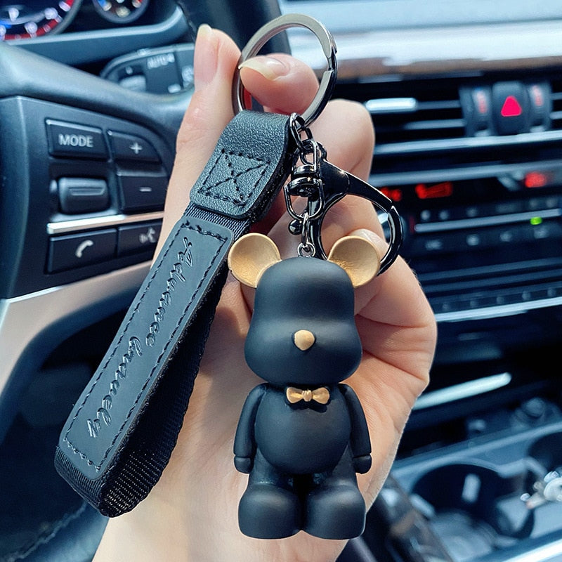 Cute Resin Keychain Charm Tie The Bear Pendant