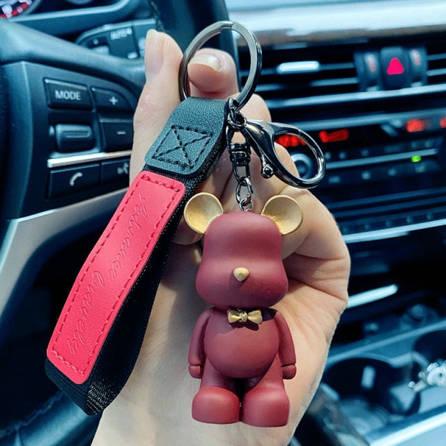 Cute Resin Keychain Charm Tie The Bear Pendant