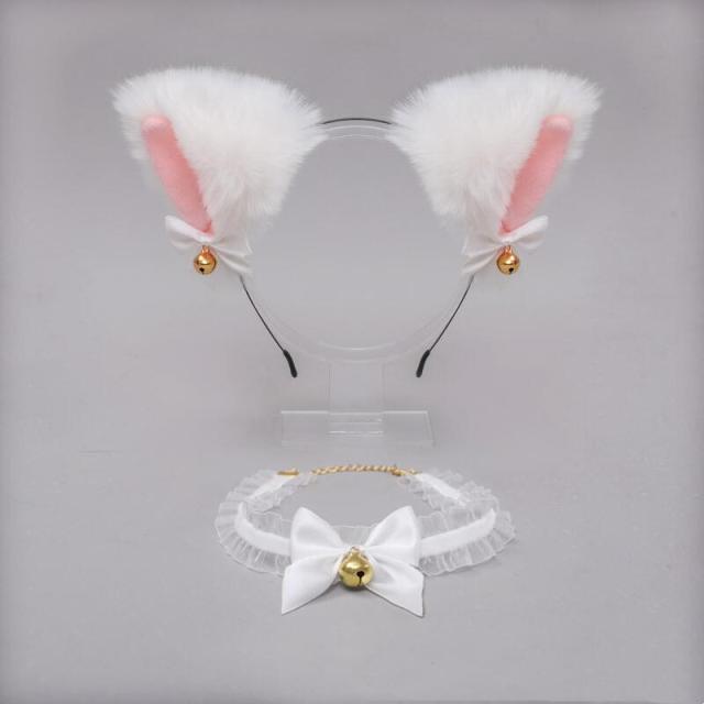 Girls Cat Ear Headband Necklace Cosplay Costume